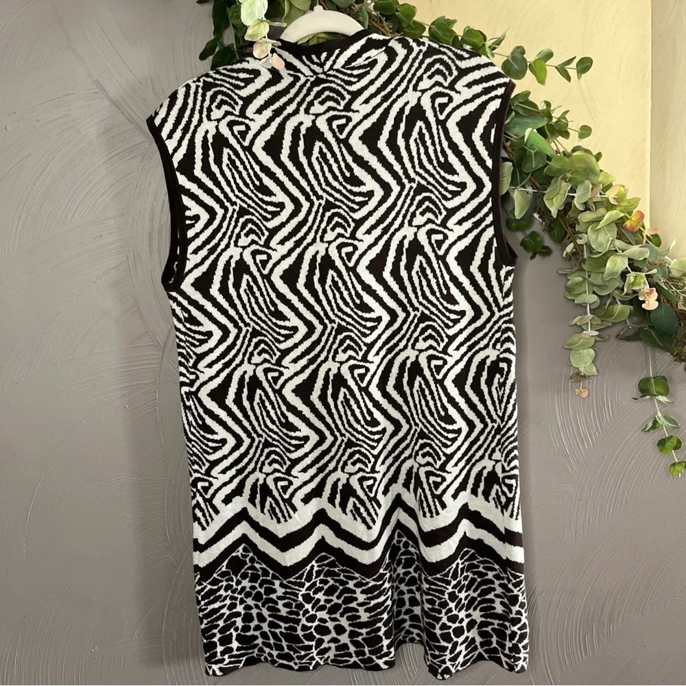 Chico's‎ Brown and Creme Zebra Pattern Cardigan